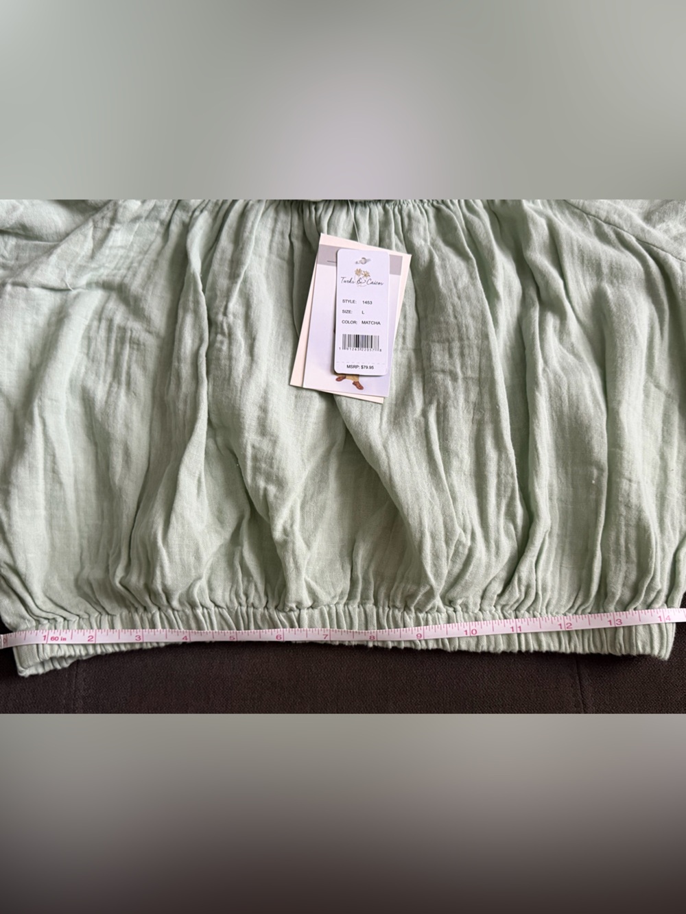 Woman Sage Green Two-Piece Puff Sleeve Top & Maxi Skirt Set - Picture 14 of 16